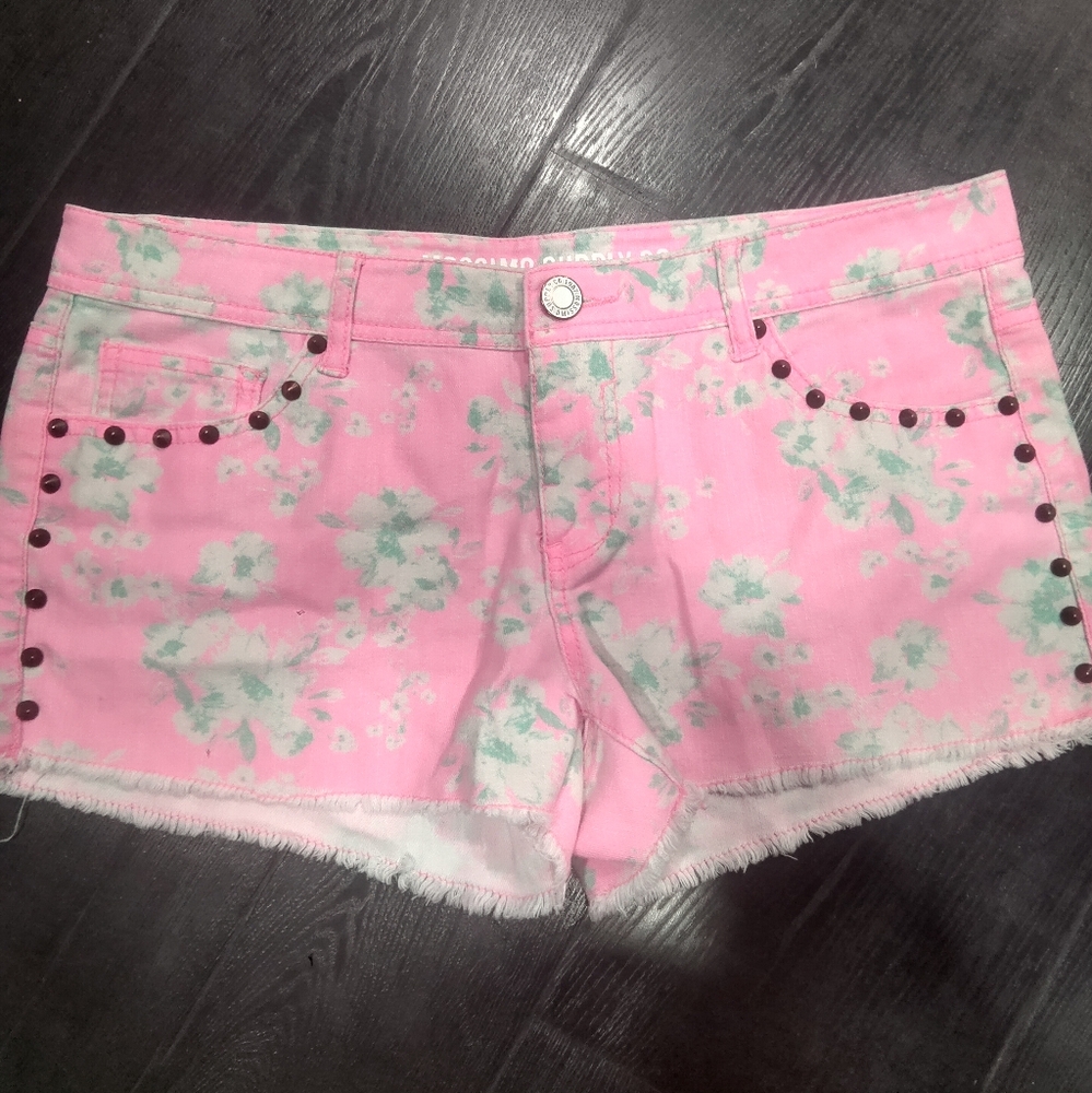 Mossimo Supply Co. Pink and Green Jean Shorts Casual Style